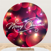 Lofaris Red Bokeh Custom Round Merry Chrismas Party Backdrop